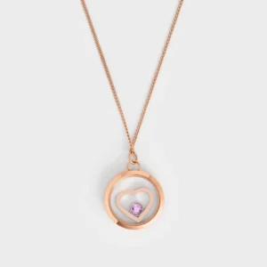 Malorie Crystal Heart Necklace - Rose Gold