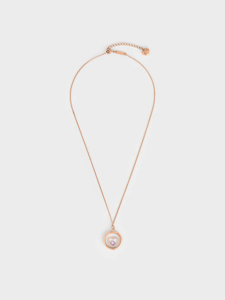 Malorie Crystal Heart Necklace - Rose Gold - Image 2