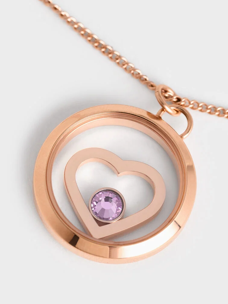 Malorie Crystal Heart Necklace - Rose Gold - Image 4