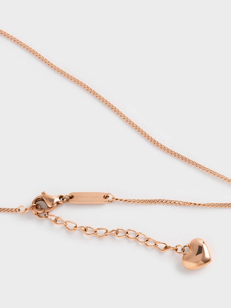 Malorie Crystal Heart Necklace - Rose Gold - Image 3