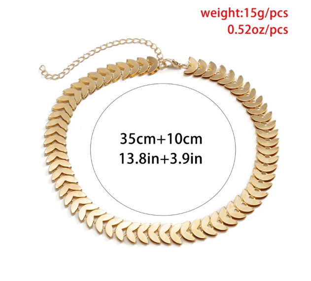 Elegant Simple Scale Chain Short Choker Necklace for Women Trendy Gold Color Neck Accessory - Image 2